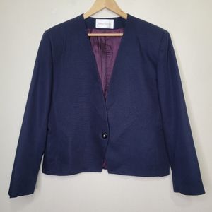 Barrie Pace LTD. Ribbed Navy Blue Blazer, Size 16